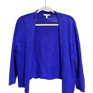 ✨ Eileen Fisher Short Open Cardigan Sweater - Linen Cotton Blue/Purple - L ✨🌿
